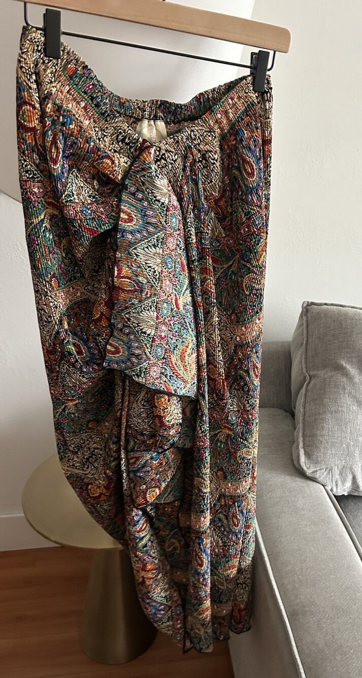 Muche Et Muchette Wrap Rushed Maxi Skirt Paisley Asymmetrical Ruffles One Size